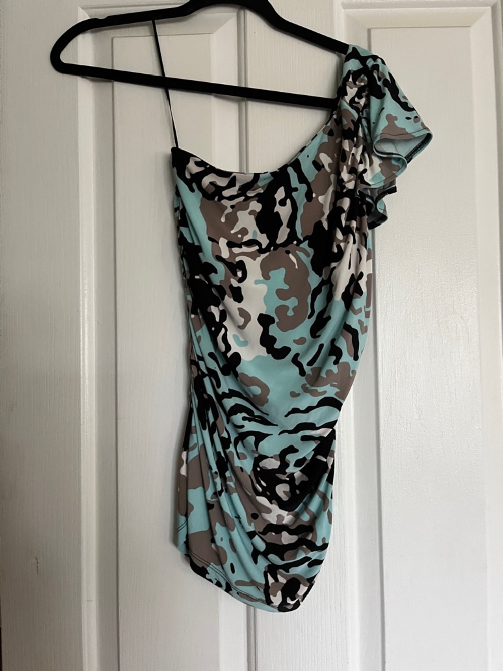 The Limited One-Shoulder Aqua and Taupe top size xs